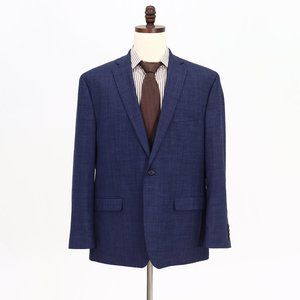 Chaps 48R Blue Check 2-Button Sport Coat Blazer Jacket V889